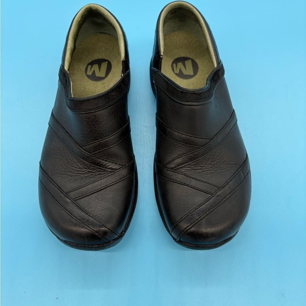 Merrell Encore Eclipse Women’s Black Leather Slip-On Mules Clogs Shoes Size 6